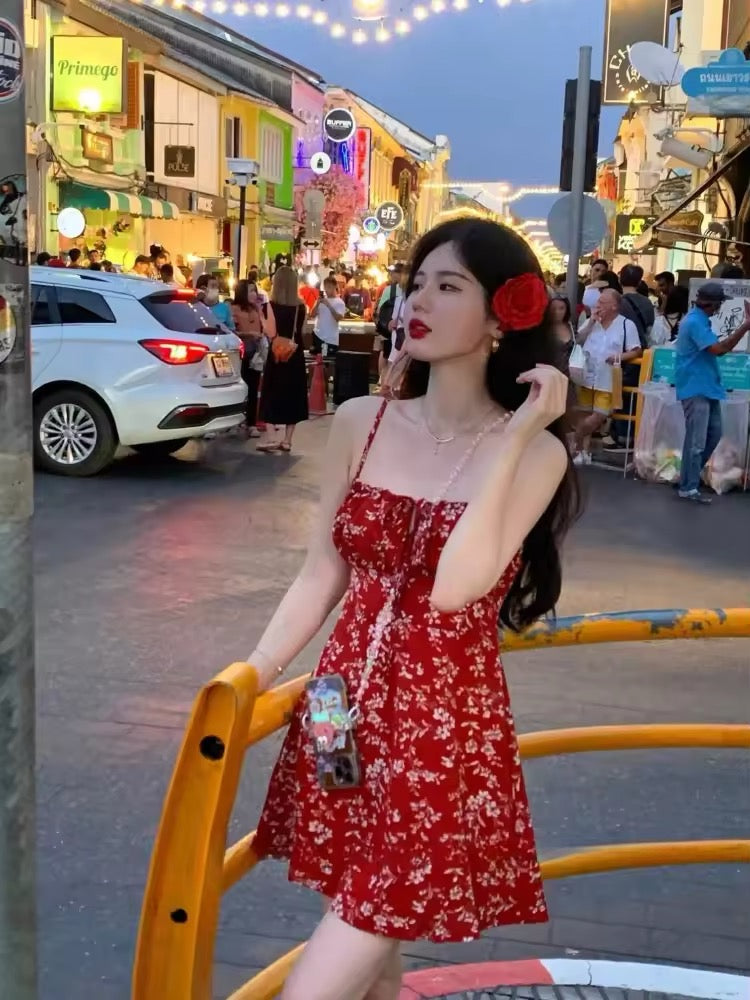 Orange Red mini dress