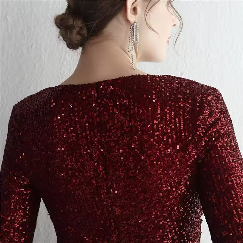 V neck full sleeve dress