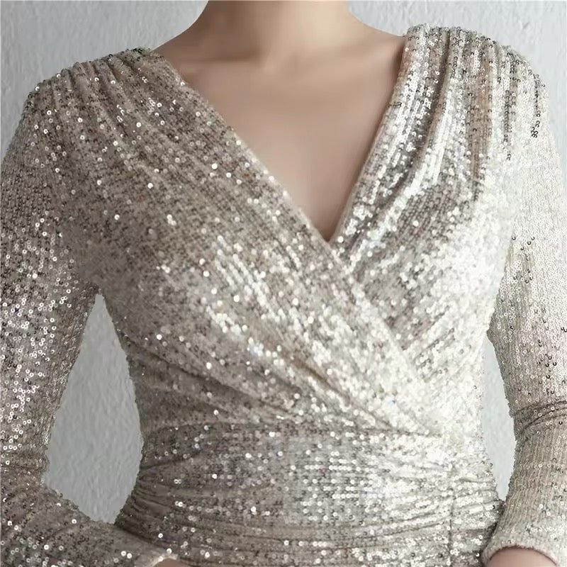 V neck full sleeve dress