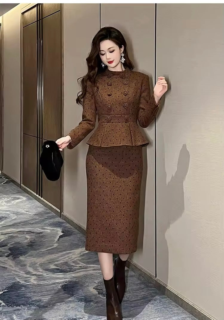 Autumn winter Brown midi set