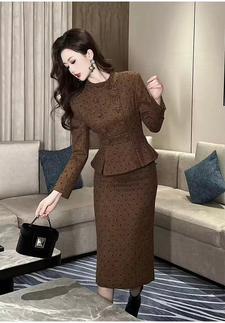 Autumn winter Brown midi set