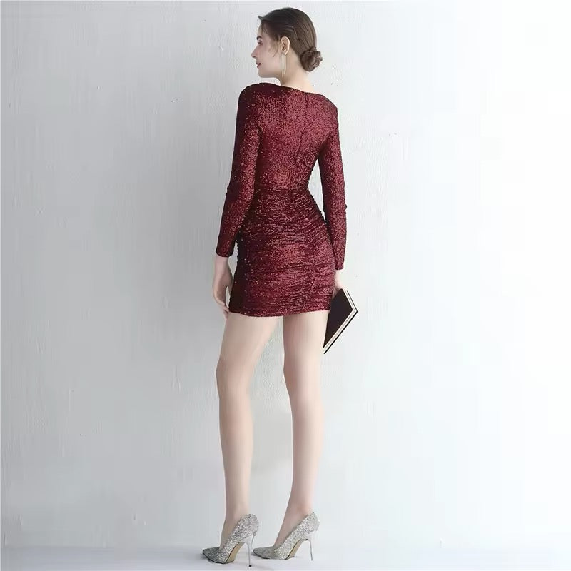 V neck full sleeve dress