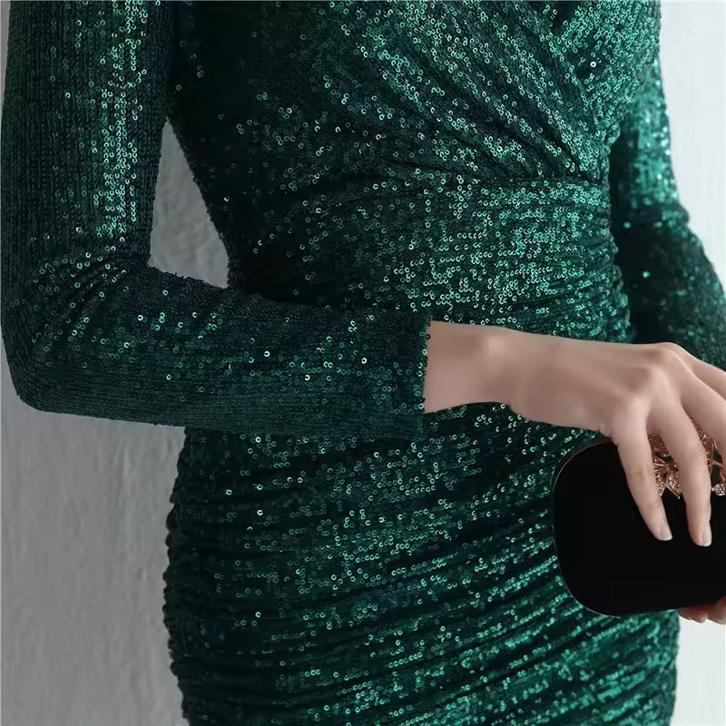V neck full sleeve dress