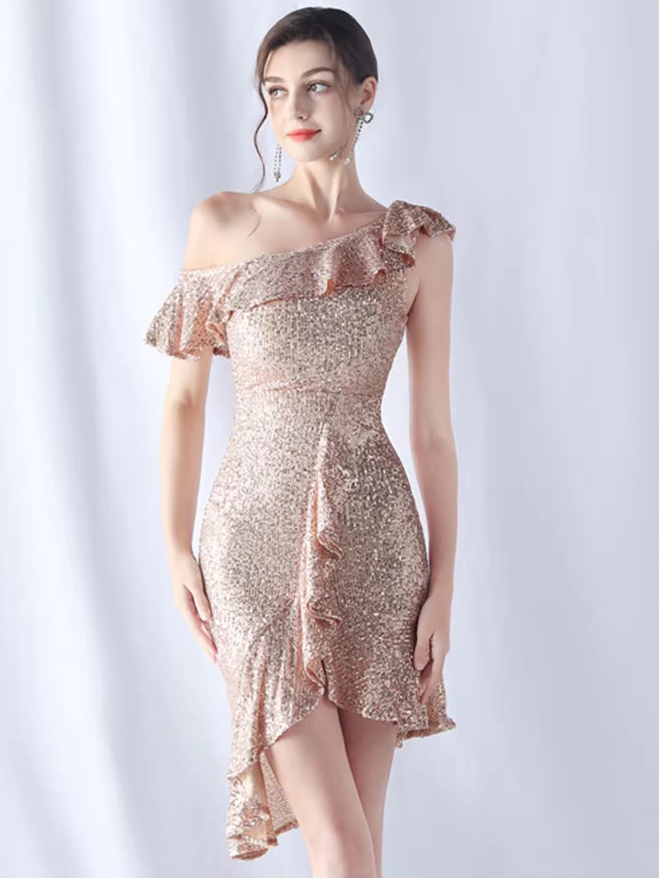 Ruffle sequins dress