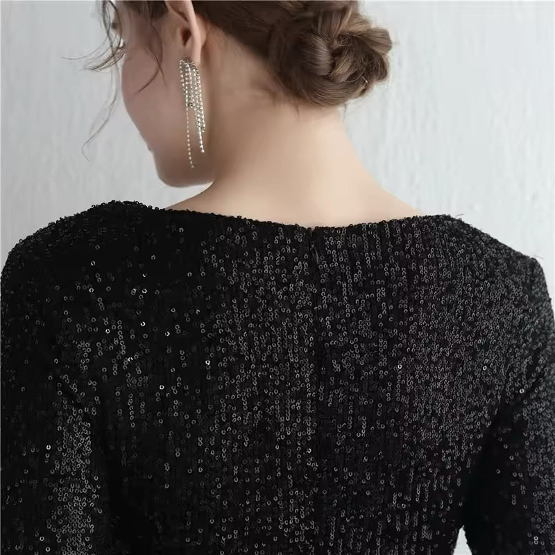V neck full sleeve dress