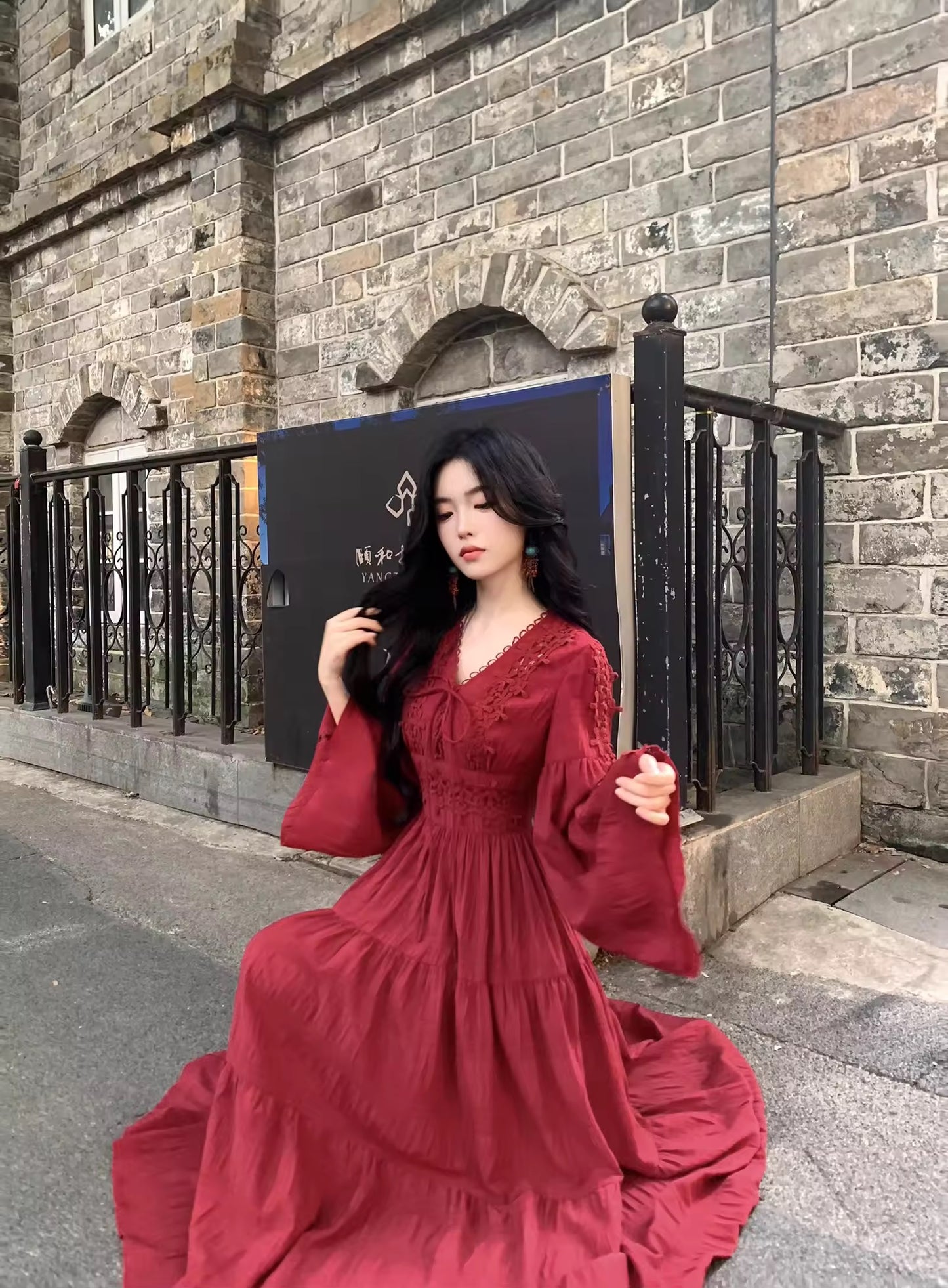 Red long dress
