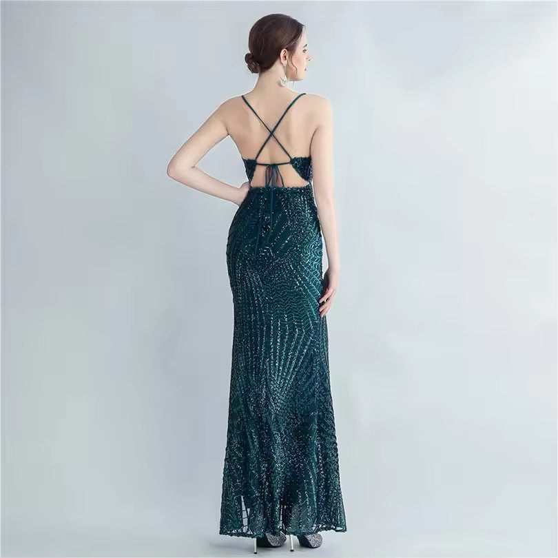Mermaid V neck gown