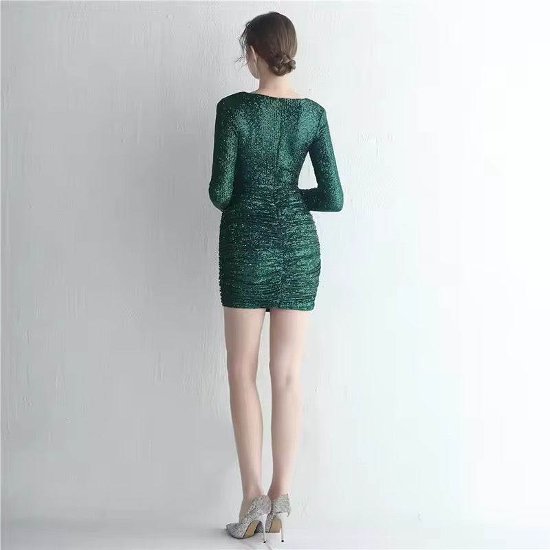 V neck full sleeve dress