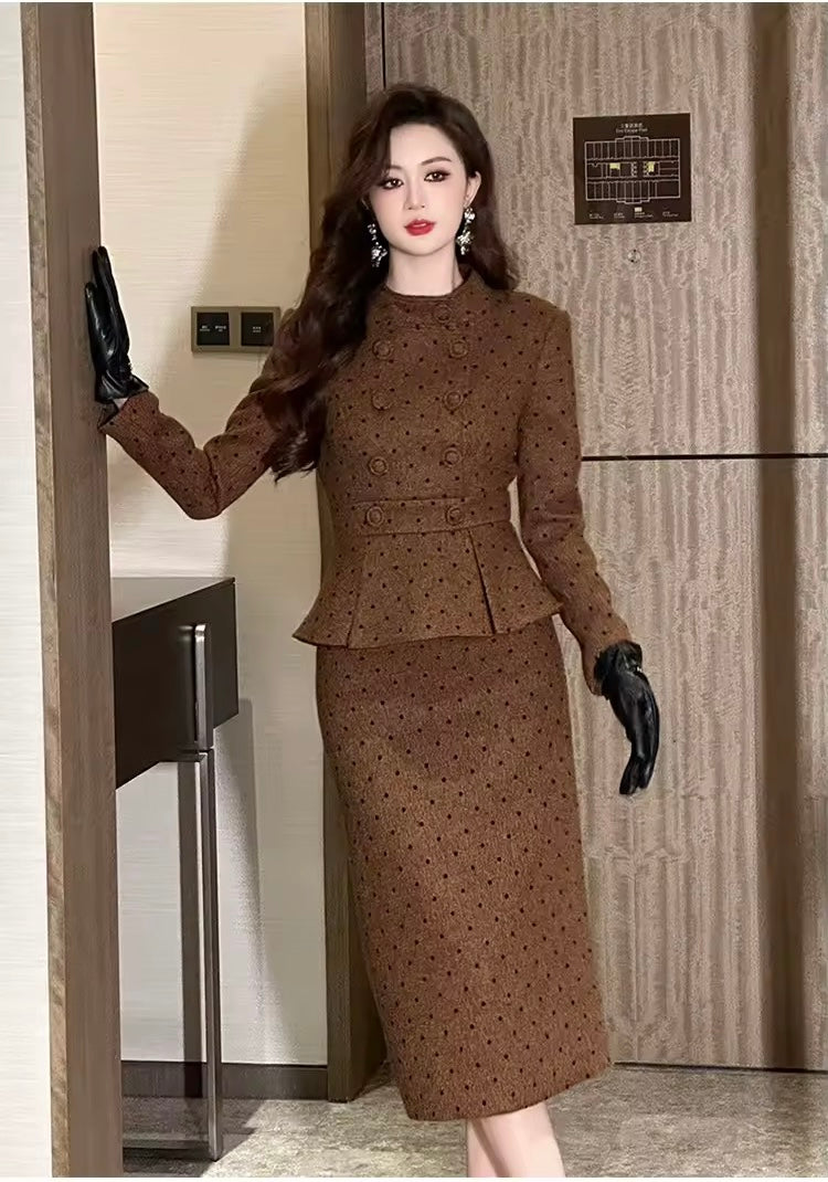 Autumn winter Brown midi set