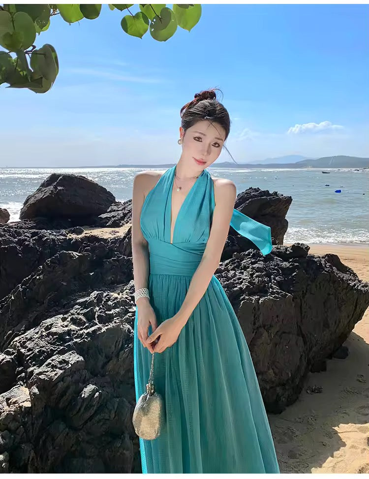 Blue wrap dress