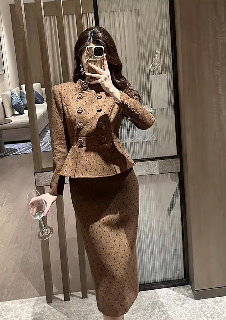 Autumn winter Brown midi set