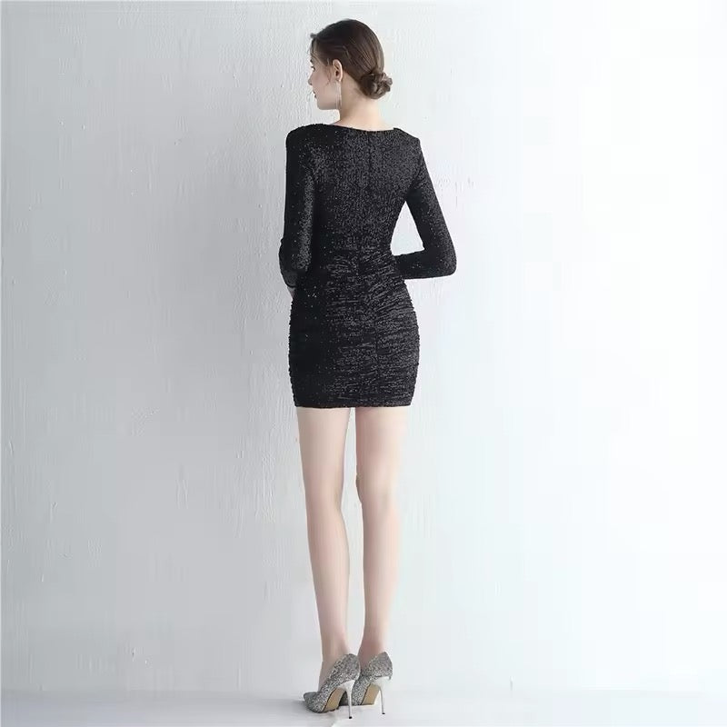 V neck full sleeve dress