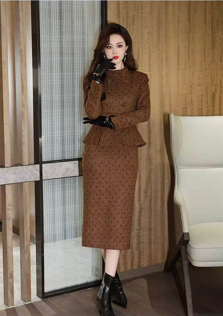 Autumn winter Brown midi set