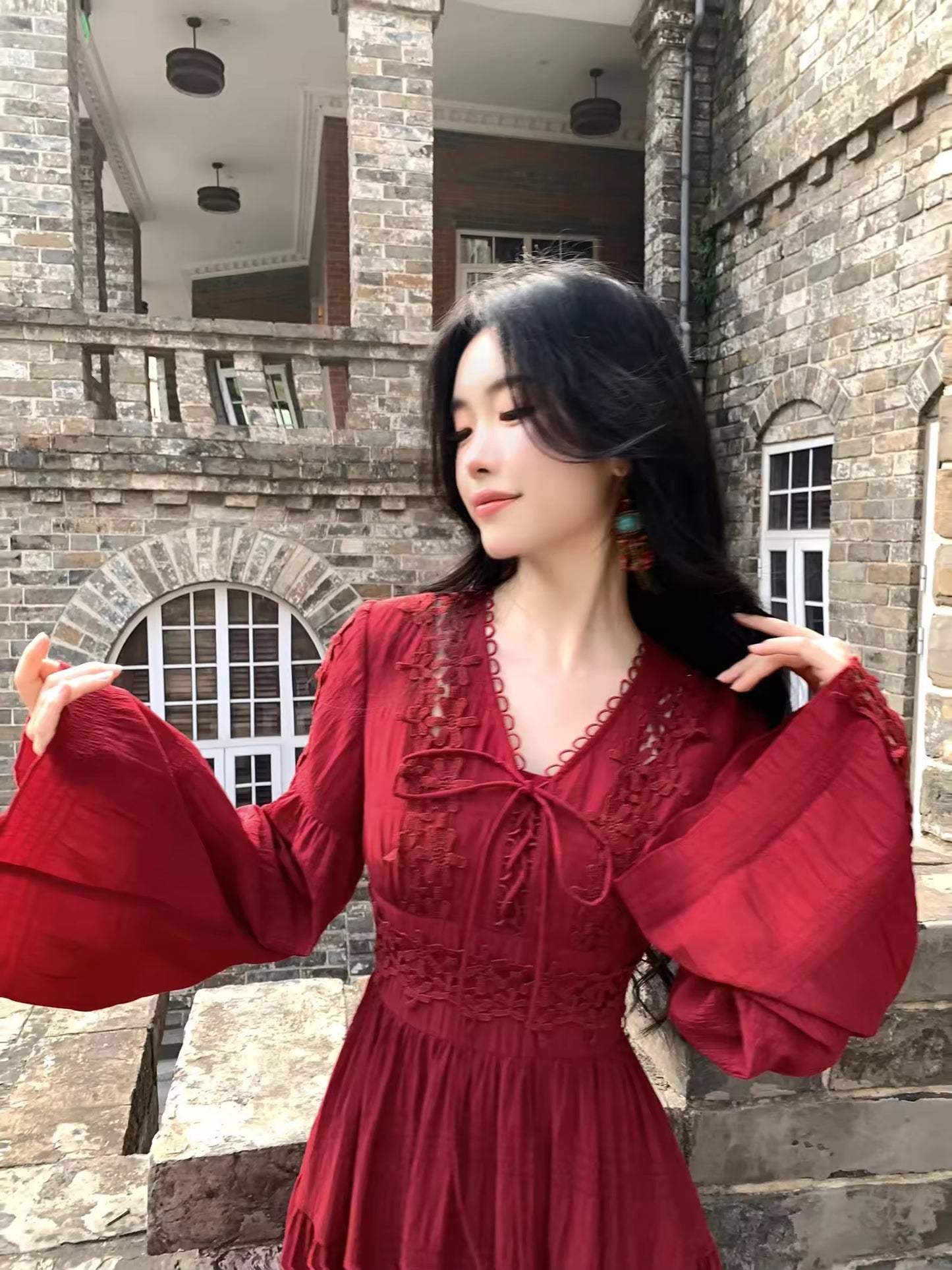 Red long dress