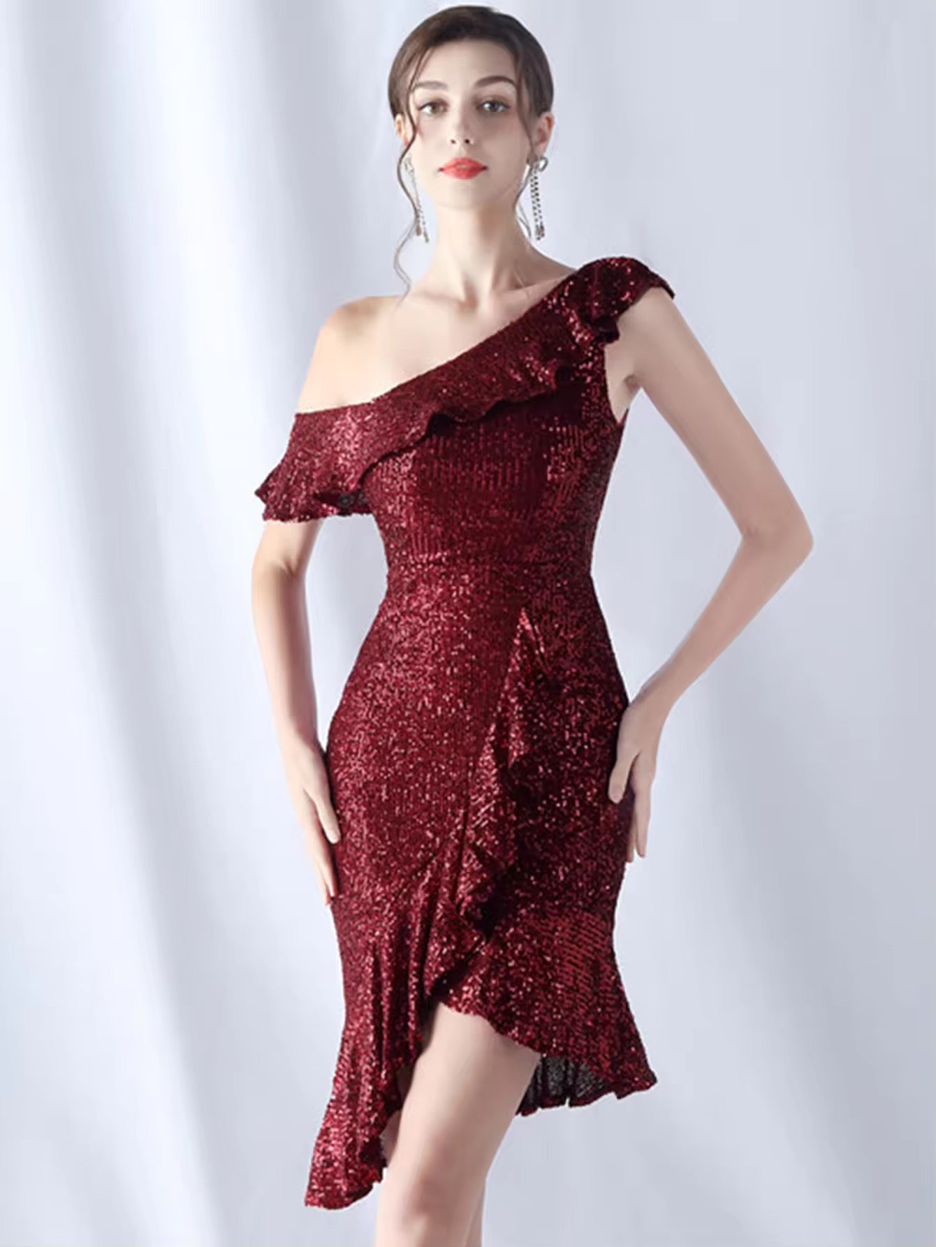 Ruffle sequins dress