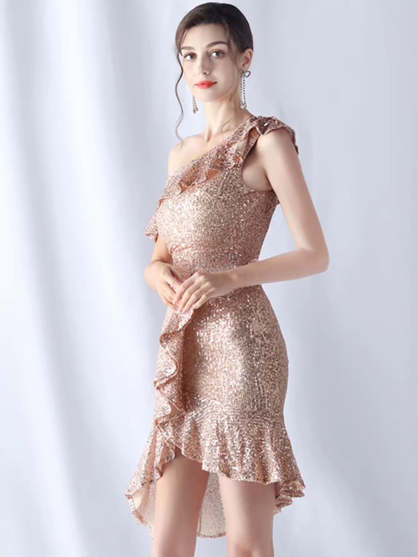 Ruffle sequins dress