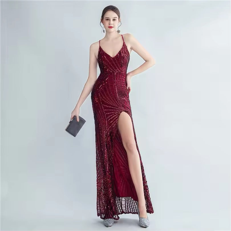 Mermaid V neck gown