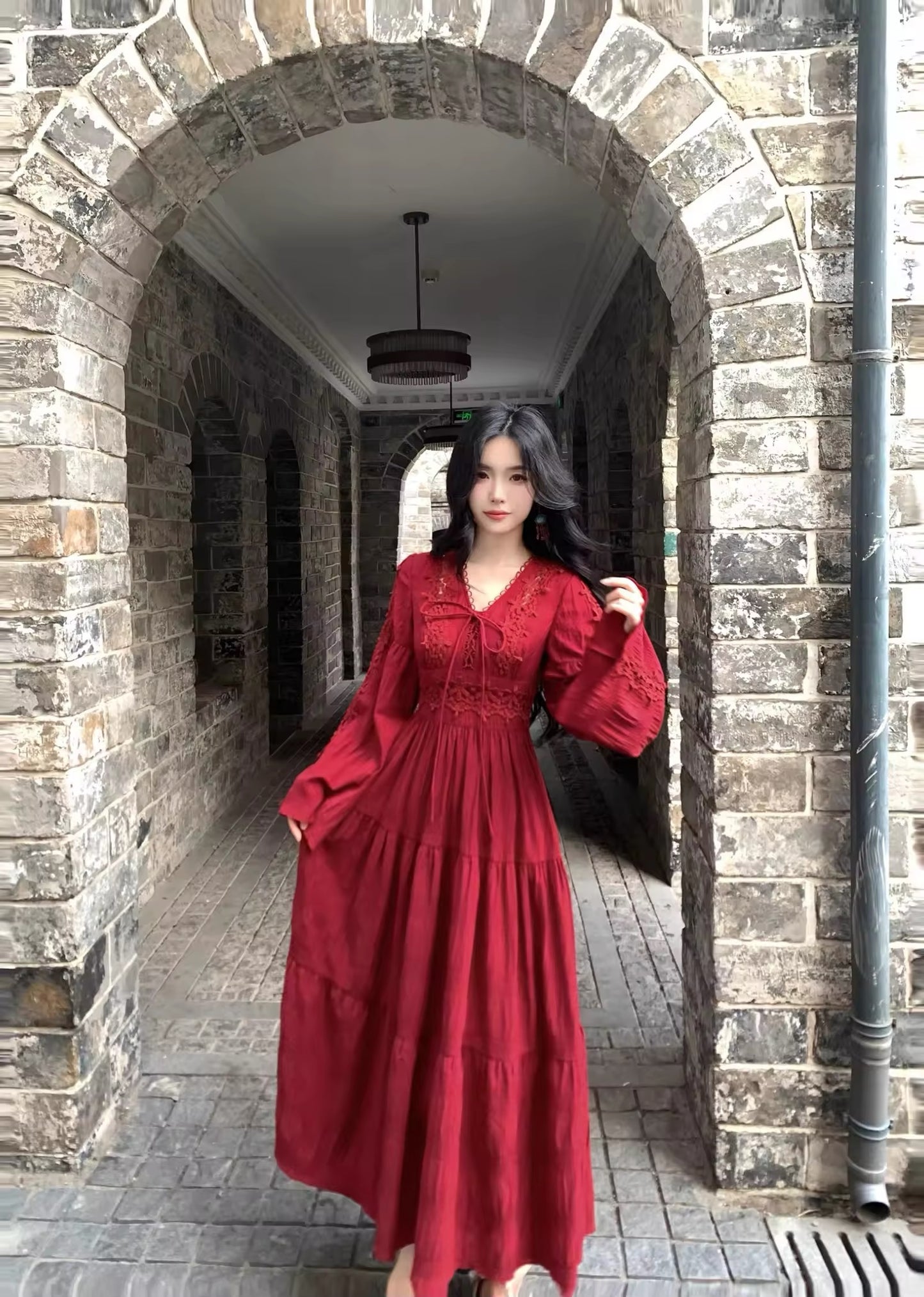 Red long dress