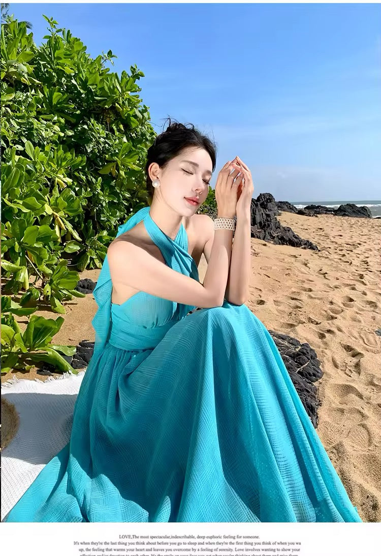 Blue wrap dress