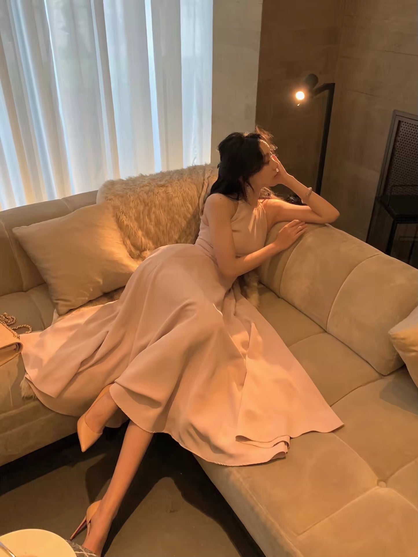 High neck midi dress