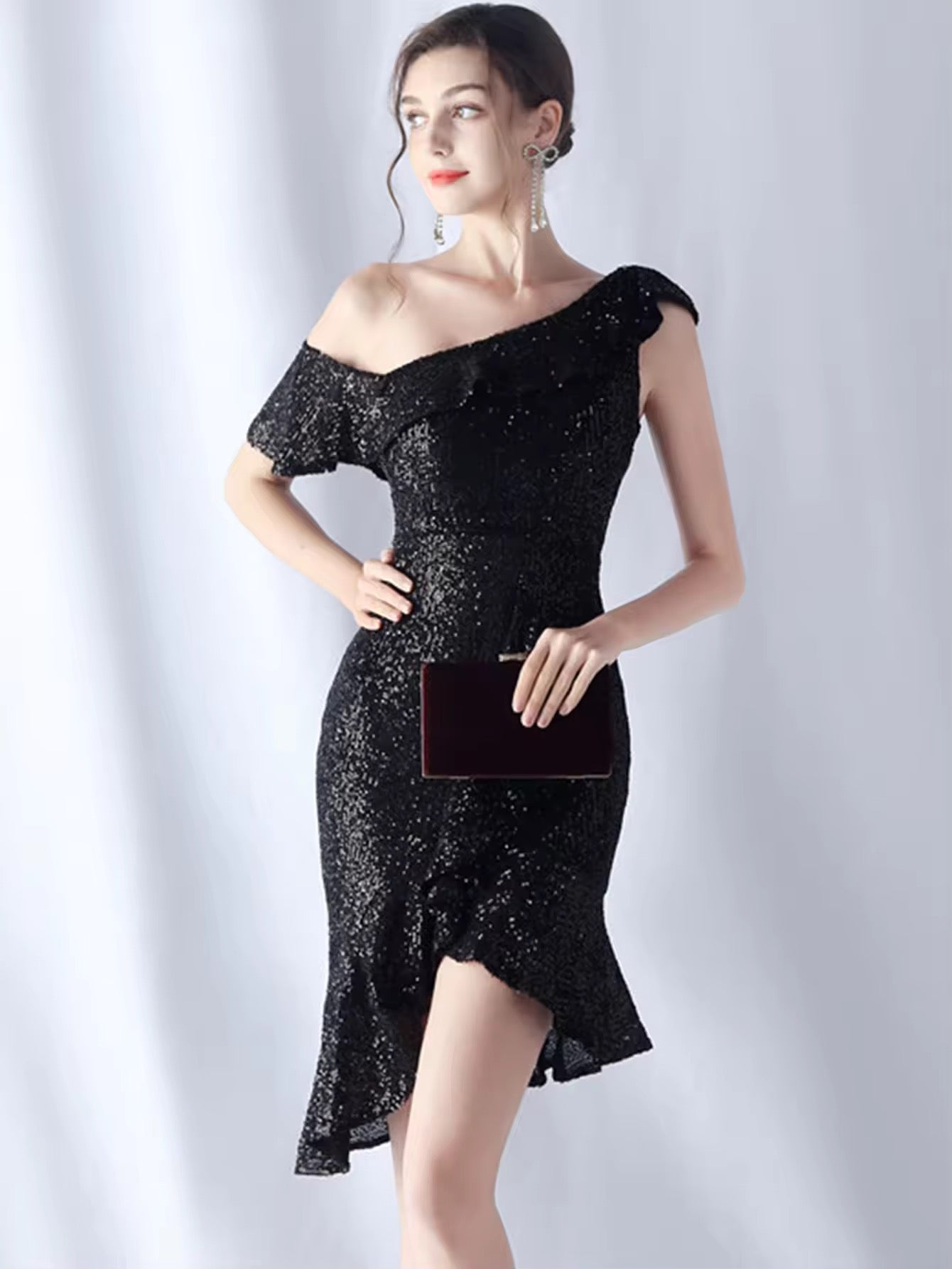 Ruffle sequins dress