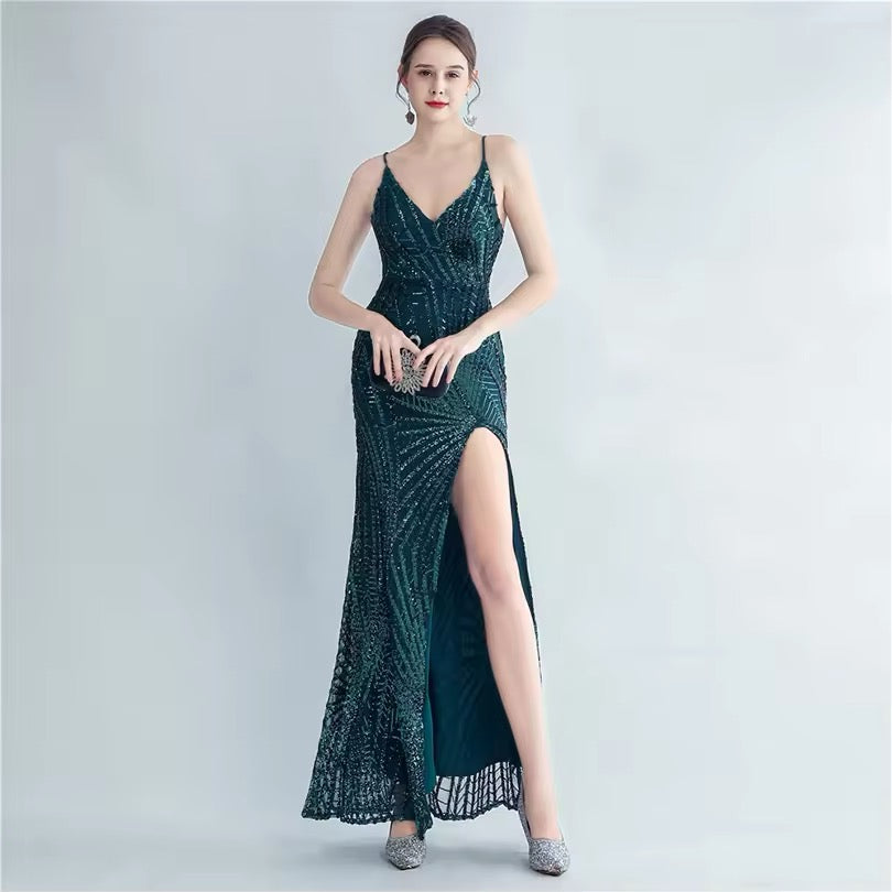 Mermaid V neck gown