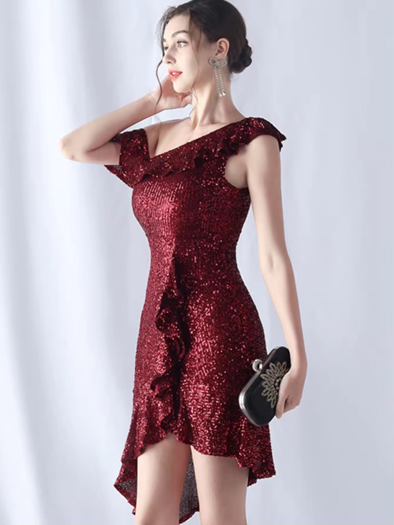 Ruffle sequins dress