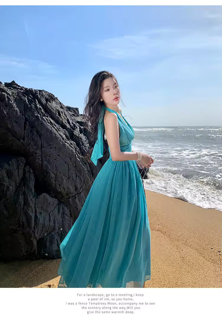 Blue wrap dress