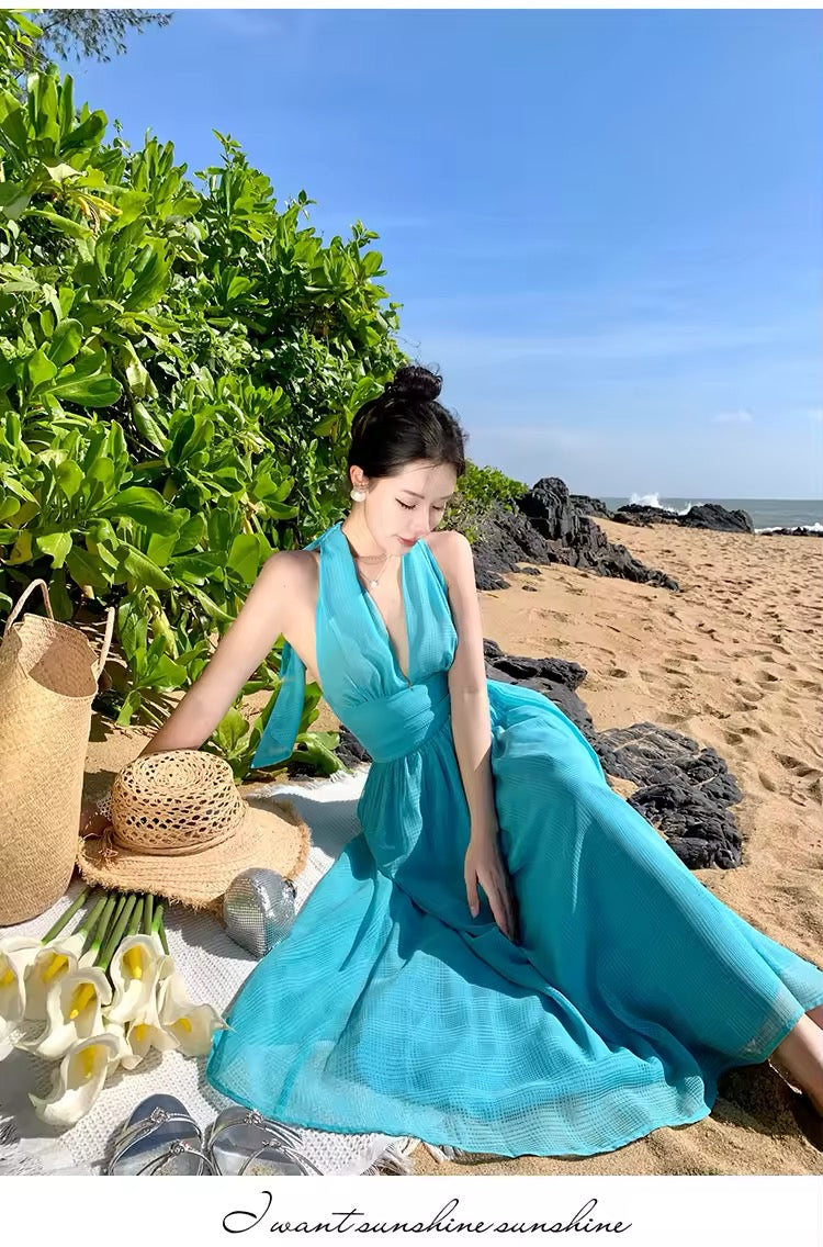 Blue wrap dress