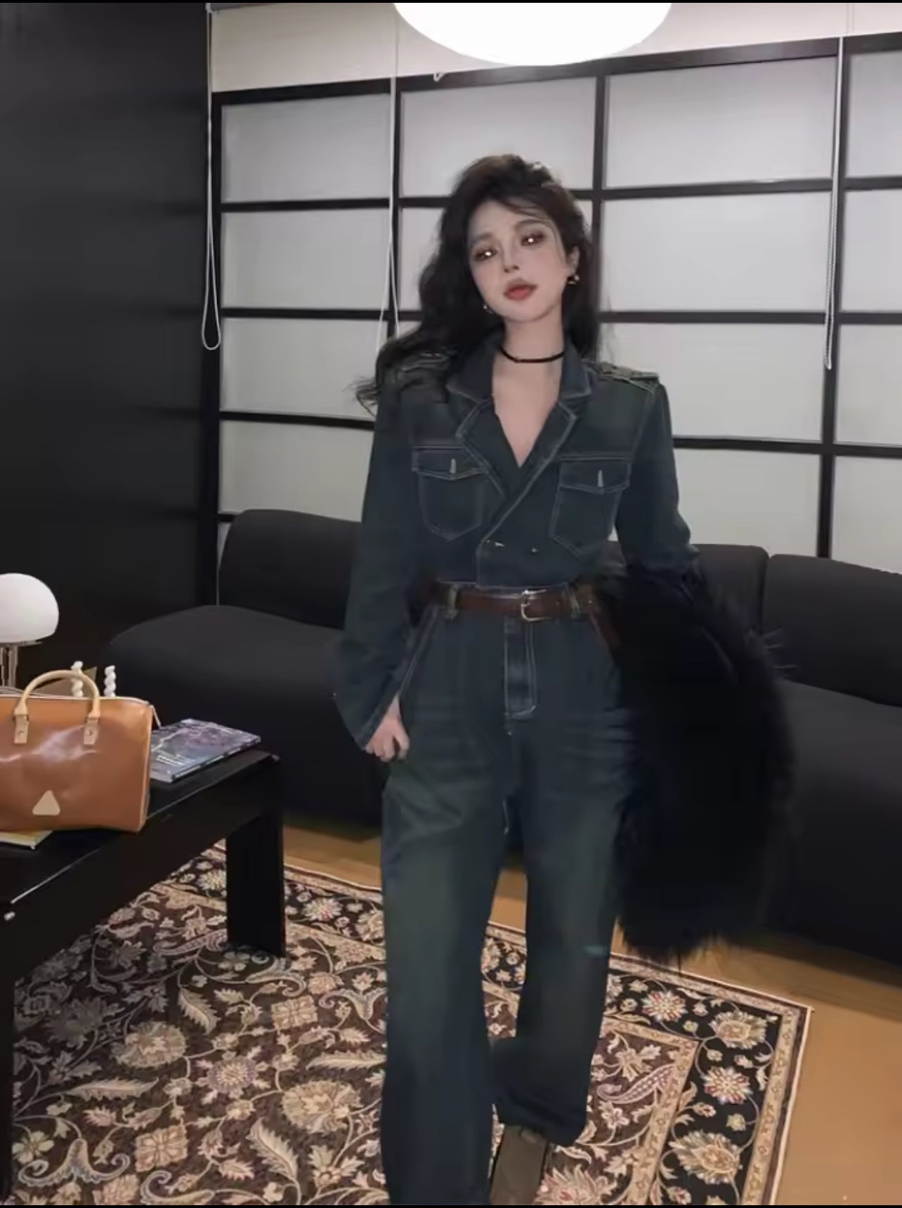 Denim jumpsuit (Greenish Blue)