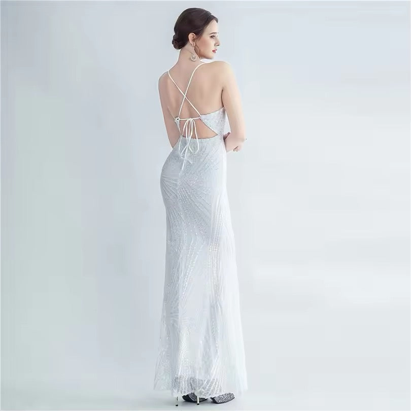 Mermaid V neck gown