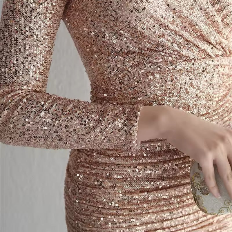 V neck full sleeve dress