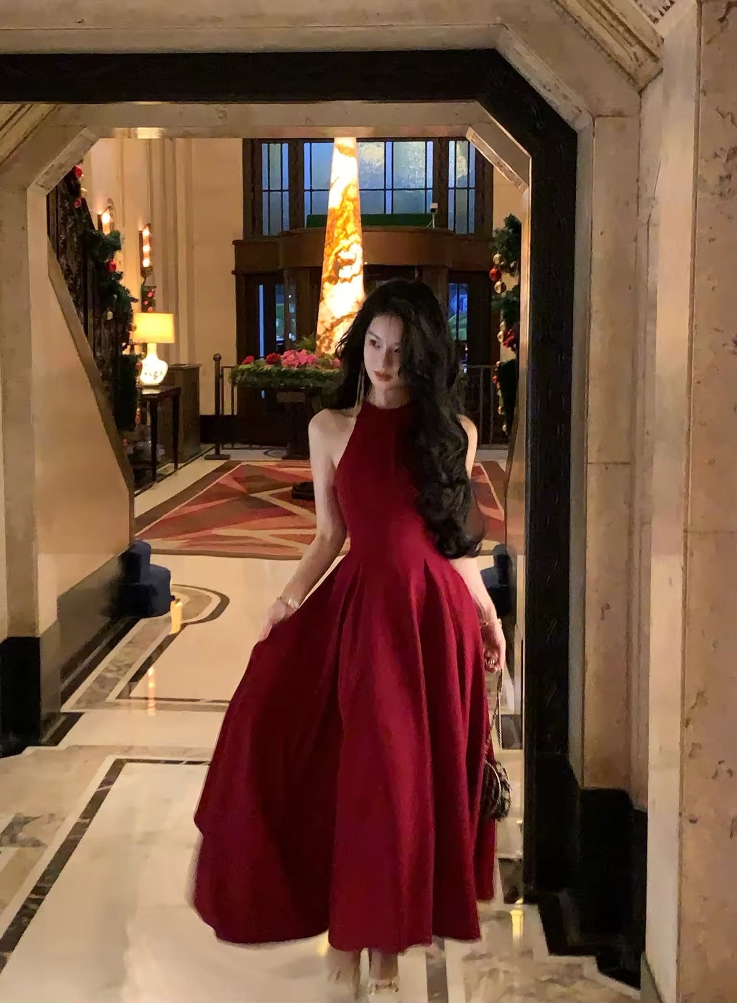 High neck midi dress