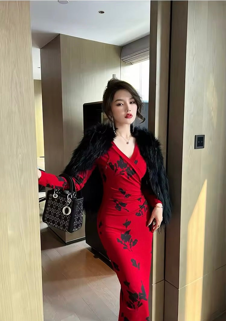 Red bodycon dress