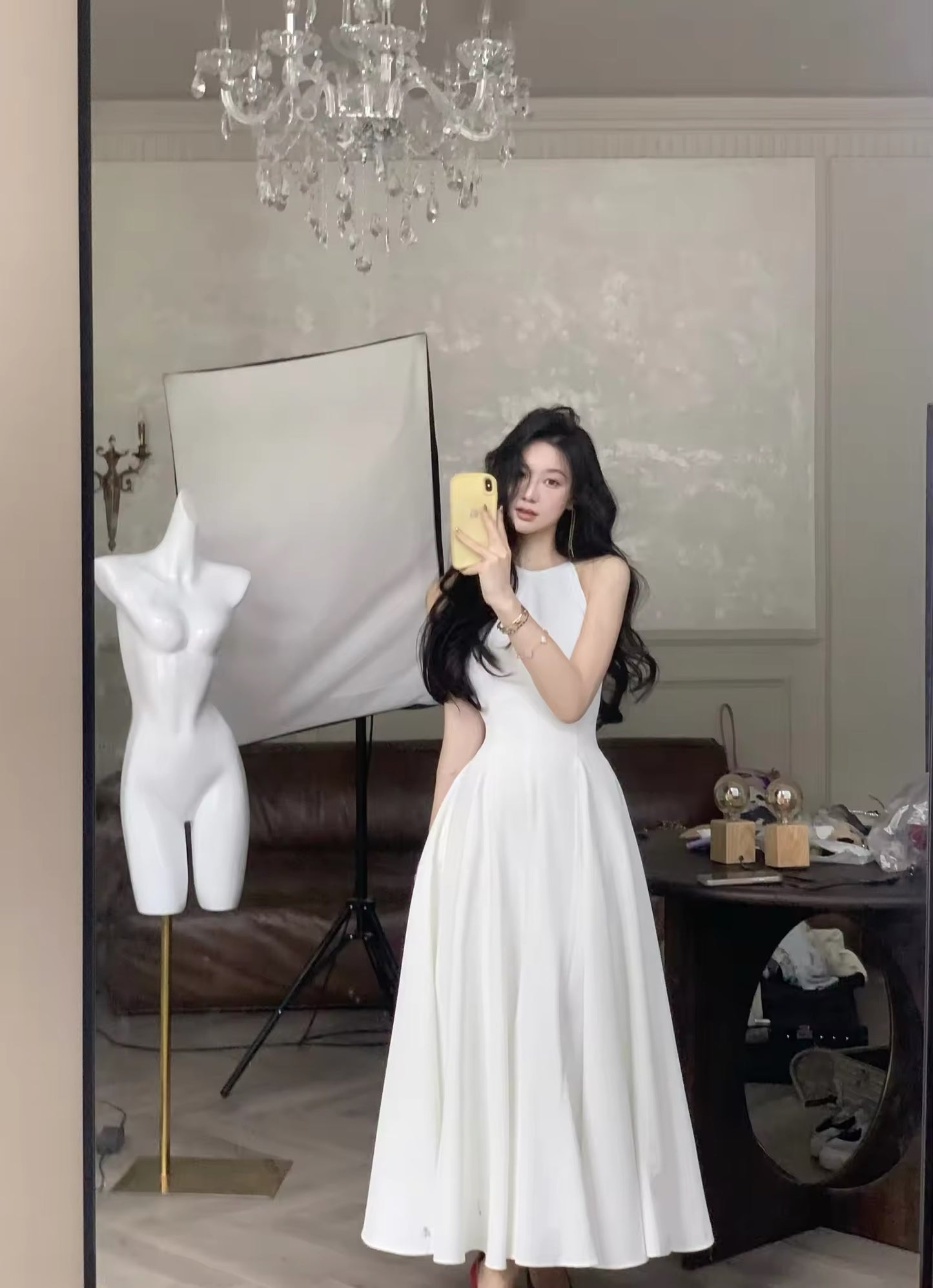 High neck midi dress