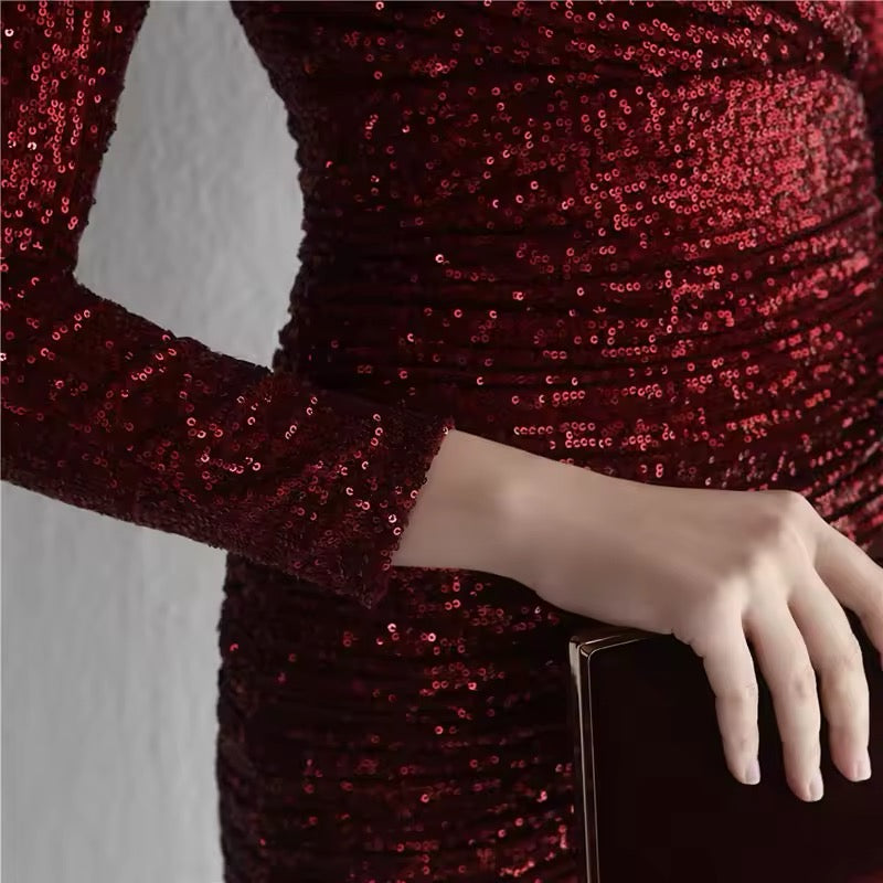 V neck full sleeve dress