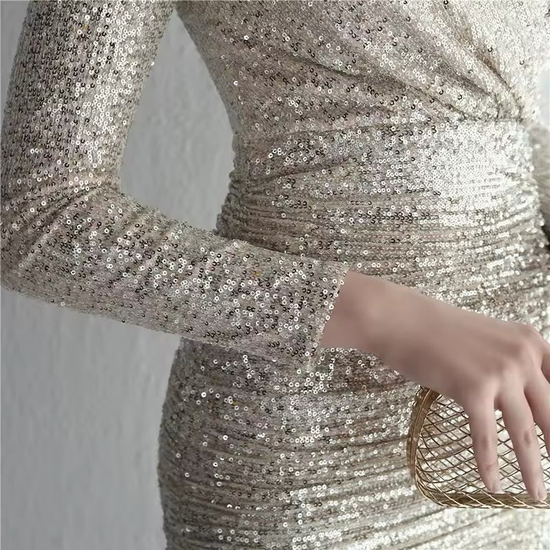 V neck full sleeve dress