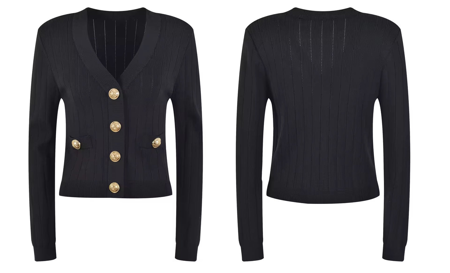 Premium Quality Women Fashion Autumn Vintage Cute Gold Button Knitted Cardigan Sweater Top