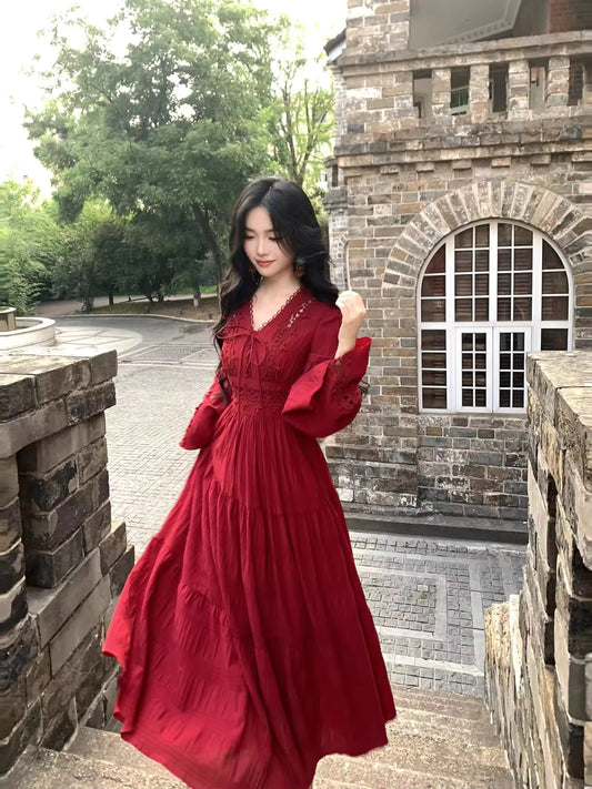 Red long dress