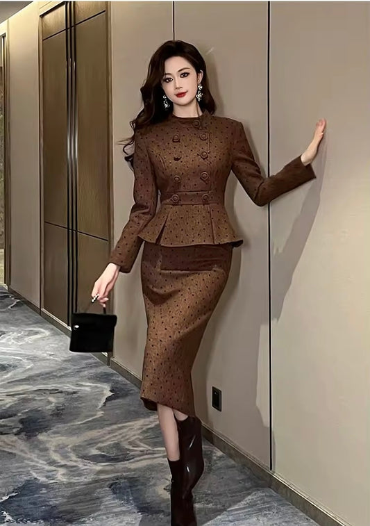 Autumn winter Brown midi set
