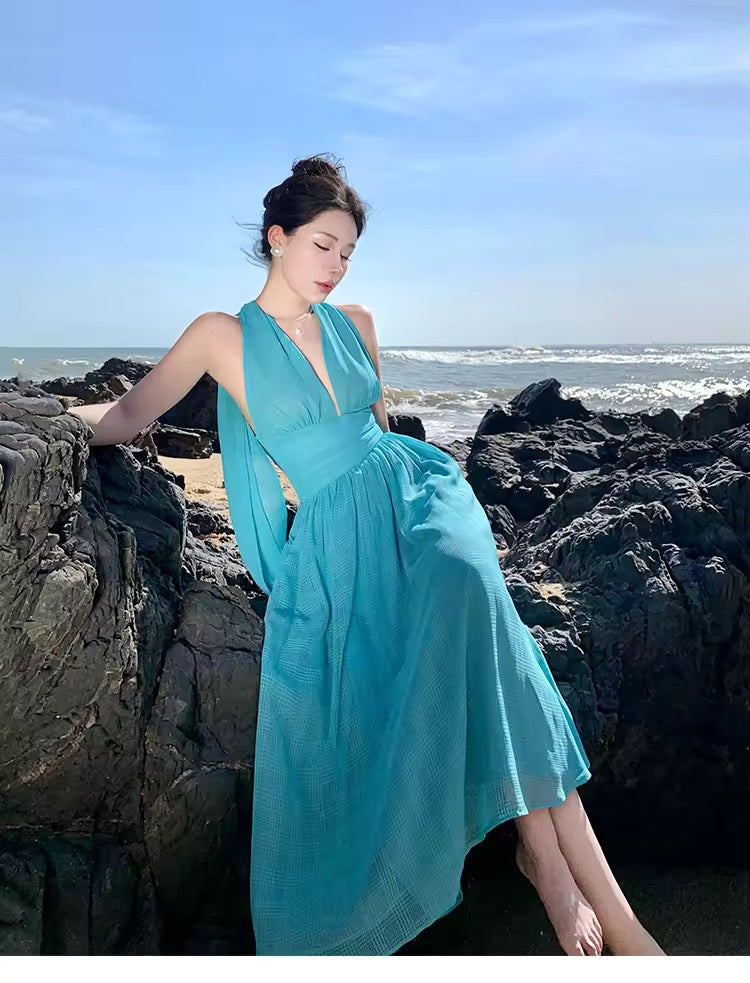 Blue wrap dress