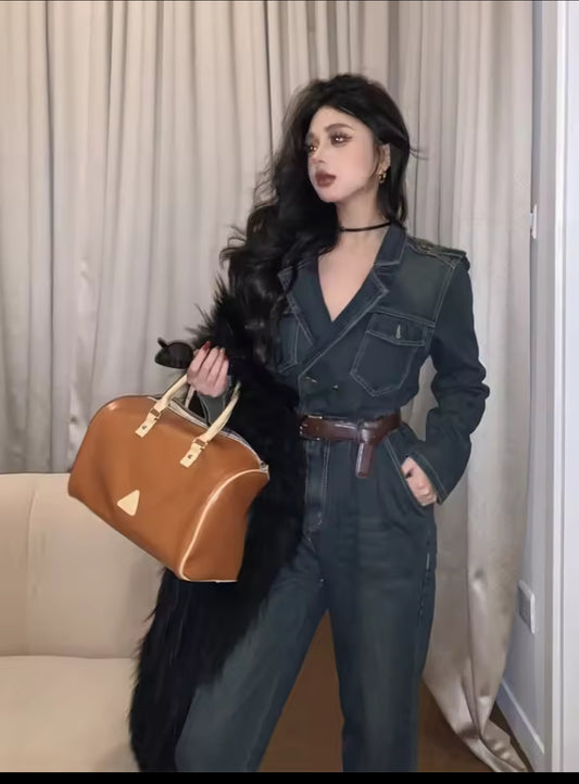 Denim jumpsuit (Greenish Blue)