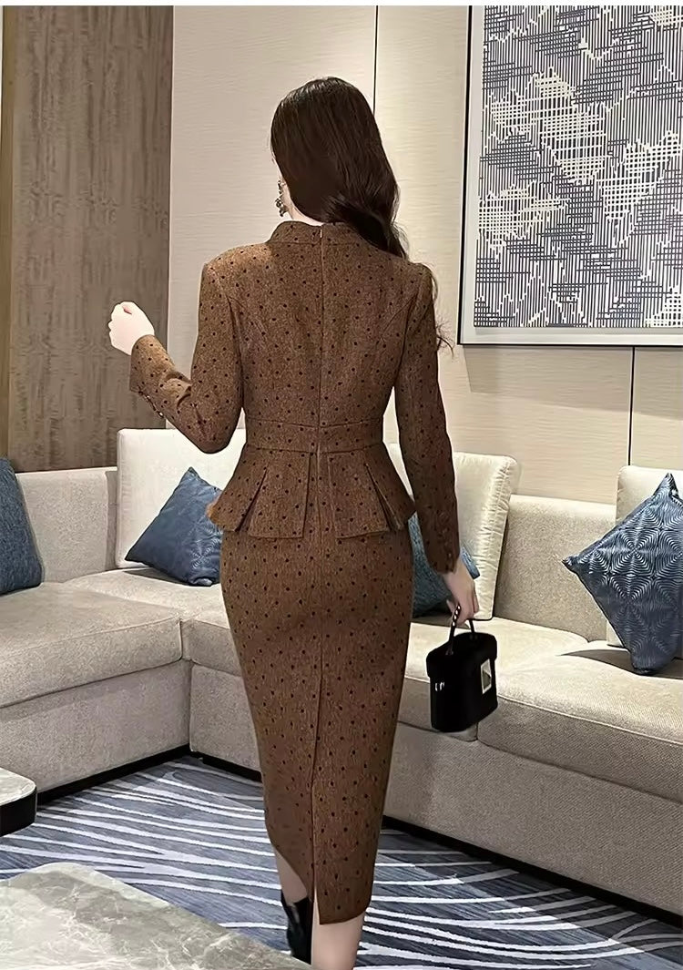 Autumn winter Brown midi set