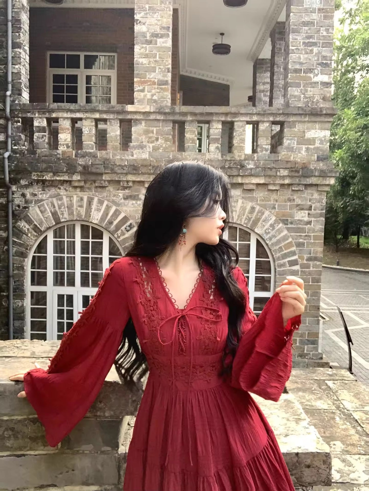 Red long dress