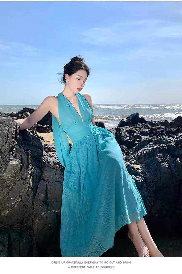 Blue wrap dress