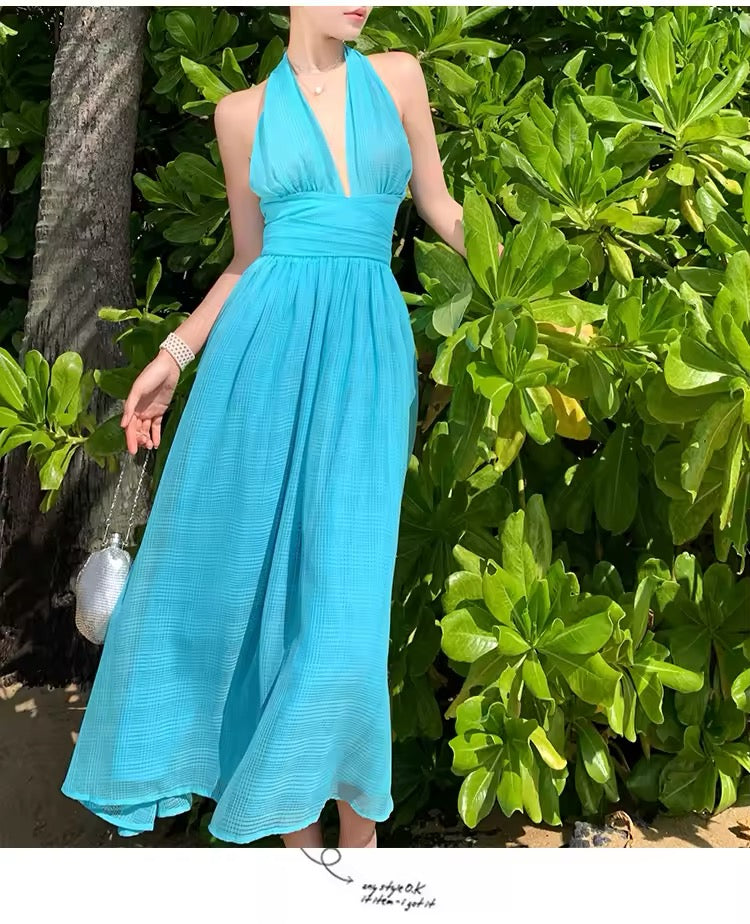 Blue wrap dress