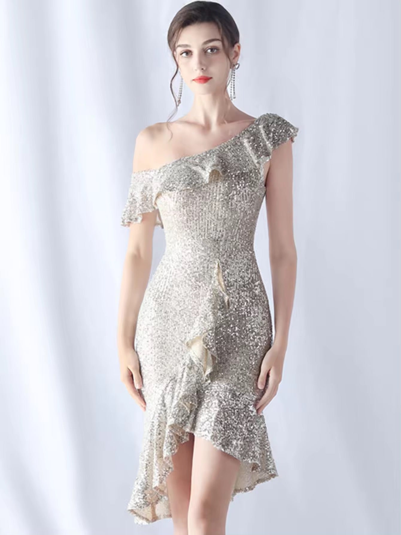 Ruffle sequins dress