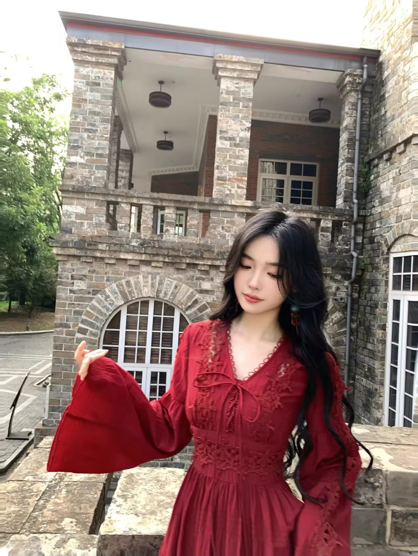 Red long dress