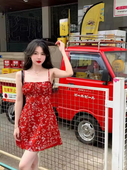 Orange Red mini dress
