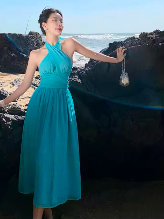 Blue wrap dress